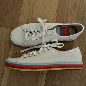 Kate Spade x Keds White and Rainbow Sneakers
